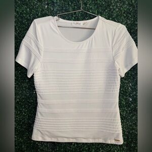 Calvin Klein White Textured Short Sleeve Tee